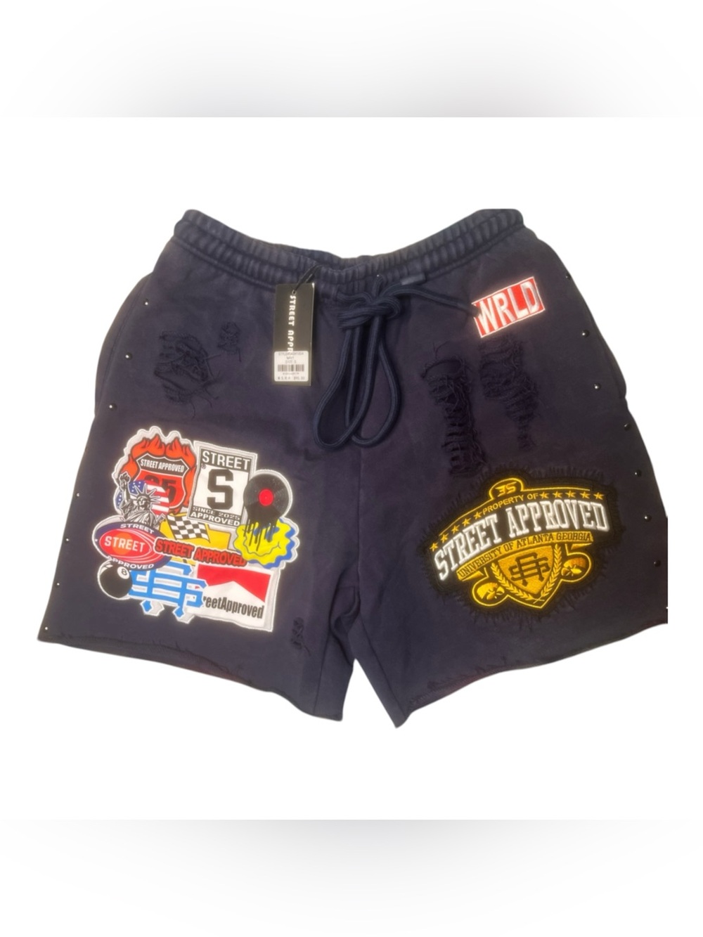 Blue sz Various Graphic 'Street Approved' Patch shorts